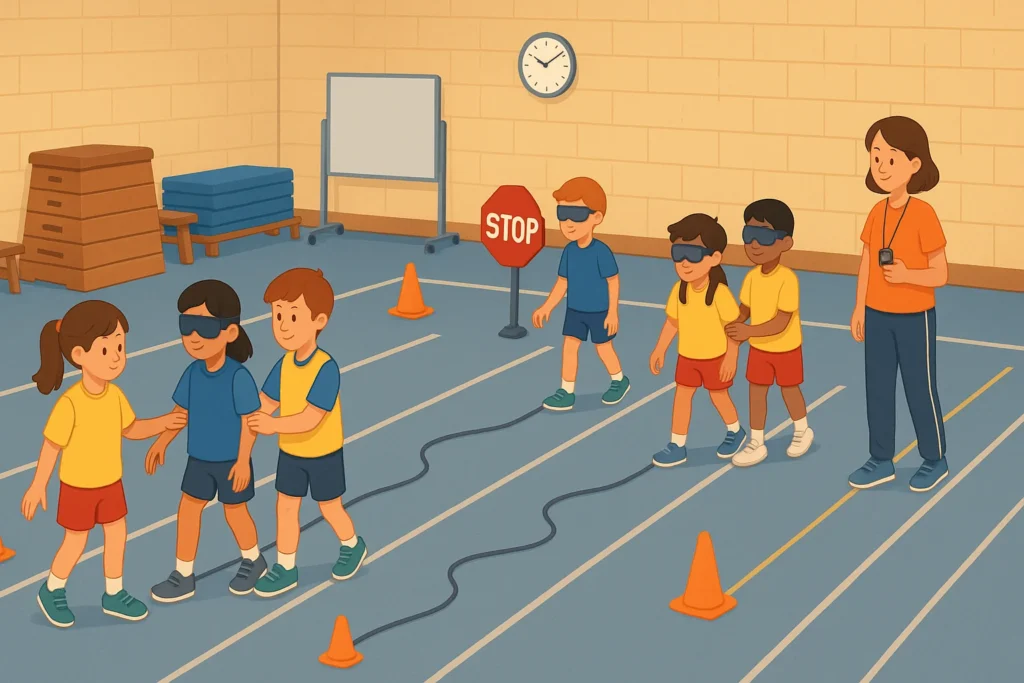 Relleus cooperatius amb corda guia